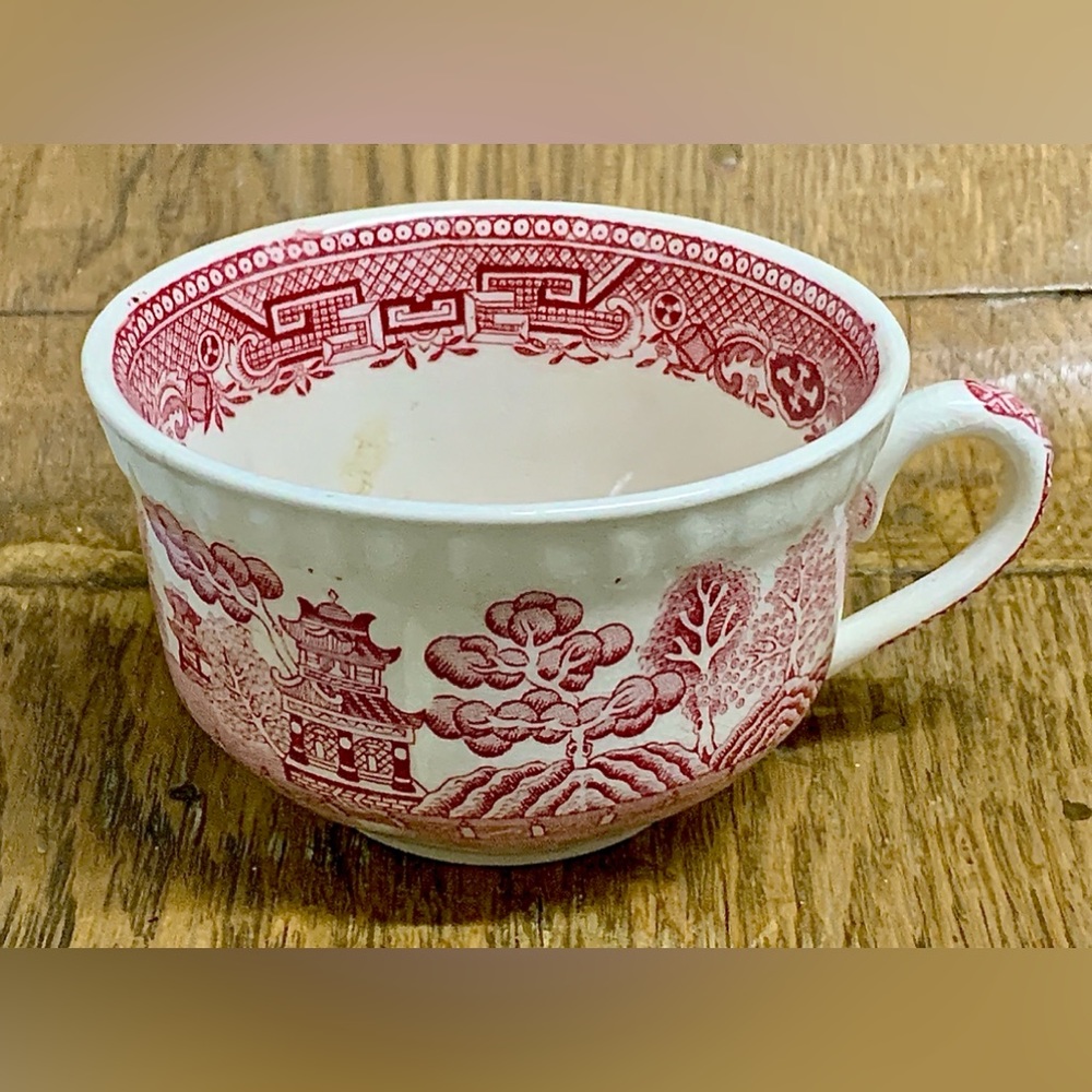 19th Century Vintage  Adams England Pink Willow Transferware Teacup